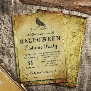 Spooky Vintage Gothic Halloween Costume Party Inbjudningar