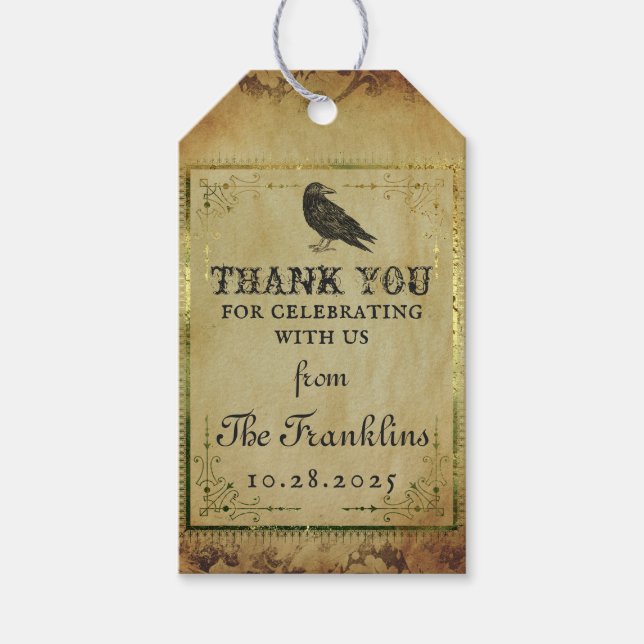 Spooky Vintage Gothic Halloween fest Tack Presentetikett (Framsidan)