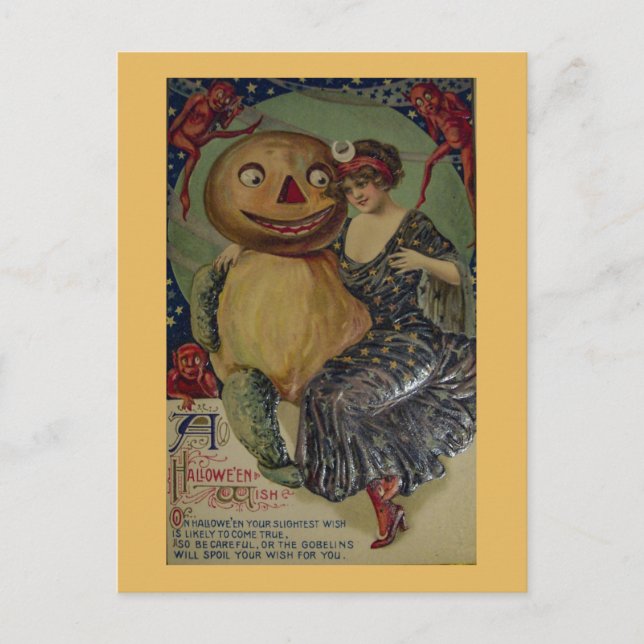 Spooky Vintage Halloween Vykort (Framsida)