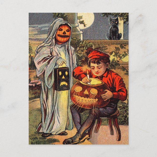Spooky Vintage Halloween-vykort Vykort (Framsida)