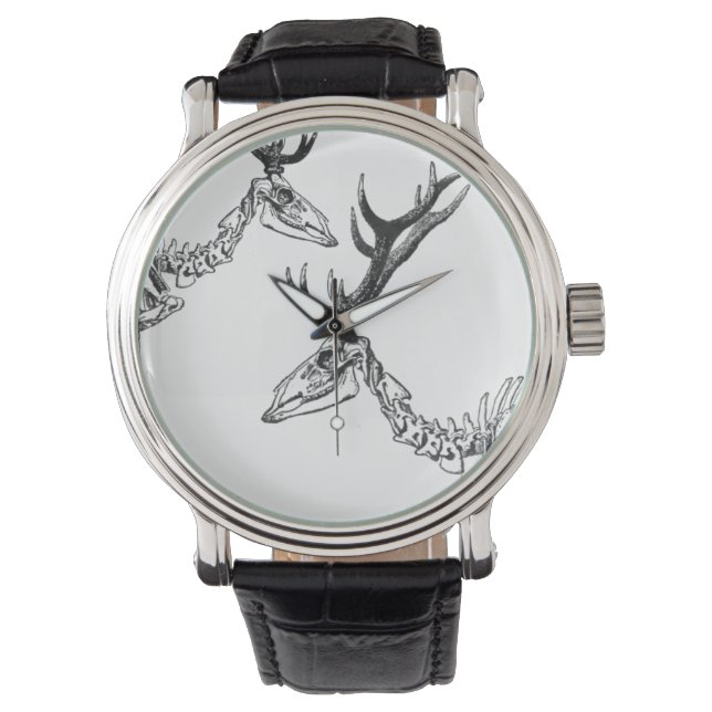 Spooky vintage skeleton renar teckning armbandsur (Framsida)