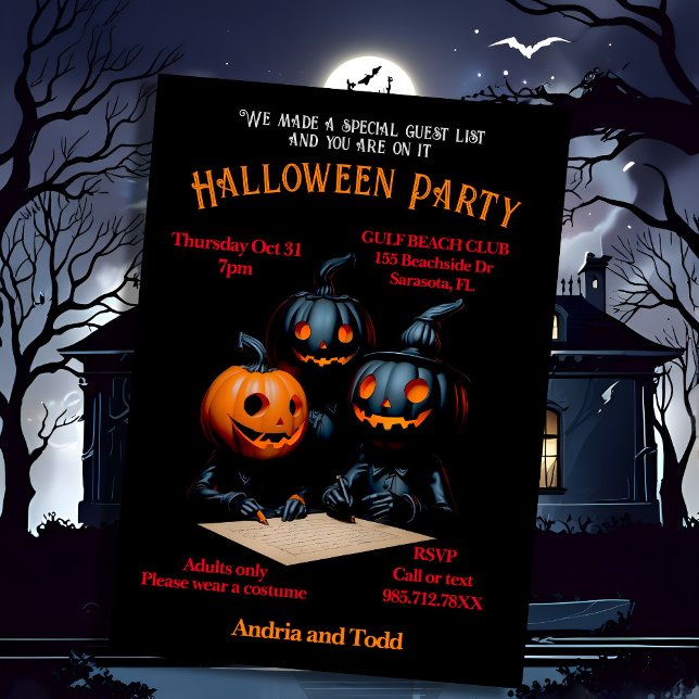 Spooky vismisk pumpskallig figurer Halloween Inbjudningar (Skapare uppladdad)