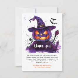Spooky Watercolor Lila Jack-O-Lantern Halloween Tack Kort