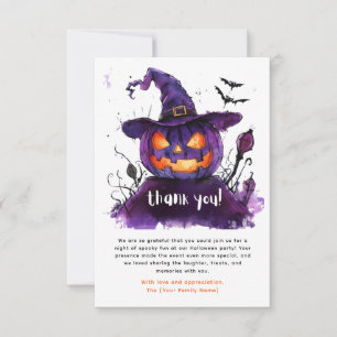 Spooky Watercolor Lila Jack-O-Lantern Halloween Tack Kort