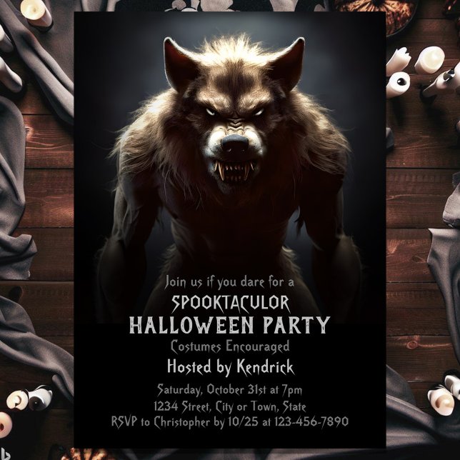Spooky Werevarg Halloween Costume Party Inbjudningar (Skapare uppladdad)
