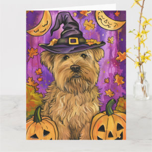 Spooky Wheaten Terrier Hund Halloween Witch Pumpki Kort