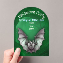 Spooky White Fladdermus Glowing Grönt Cave Hallowe