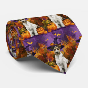 Spooky Wirefox Terrier Hund Halloween Witch Pumpki Slips