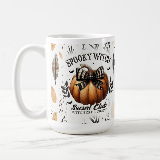 Spooky Witch Coffee Mugg - Fall Pumpkin Design (Vänster)