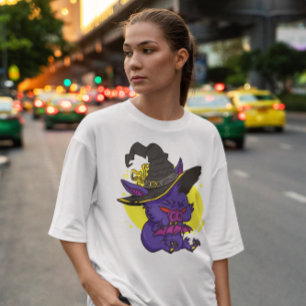 Spooky Witch Fladdermus Tecknad T Shirt