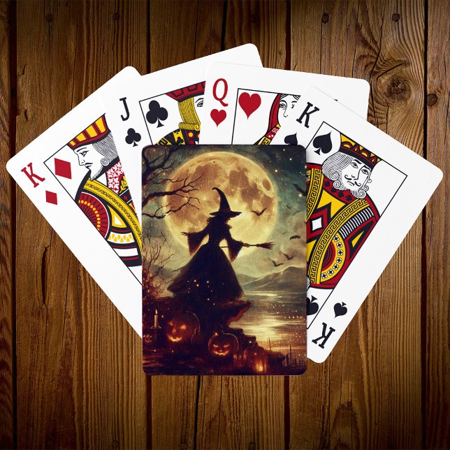 Spooky Witch Full Moon Halloween Casinokort (Skapare uppladdad)