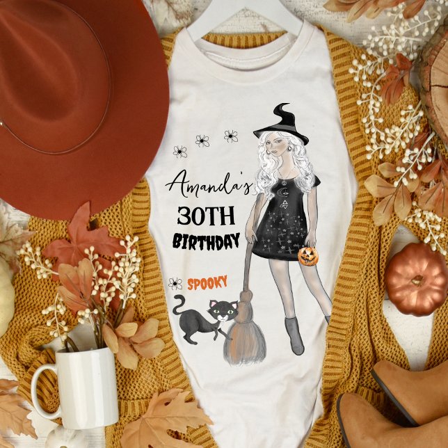 Spooky Witch Halloween Birthday White T Shirt (Spooky Witch Halloween Birthday White T-Shirt)