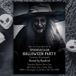 Spooky Witch Halloween Costume Party Inbjudningar