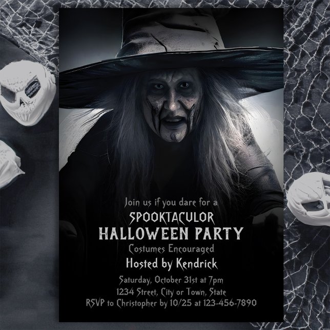 Spooky Witch Halloween Costume Party Inbjudningar (Skapare uppladdad)