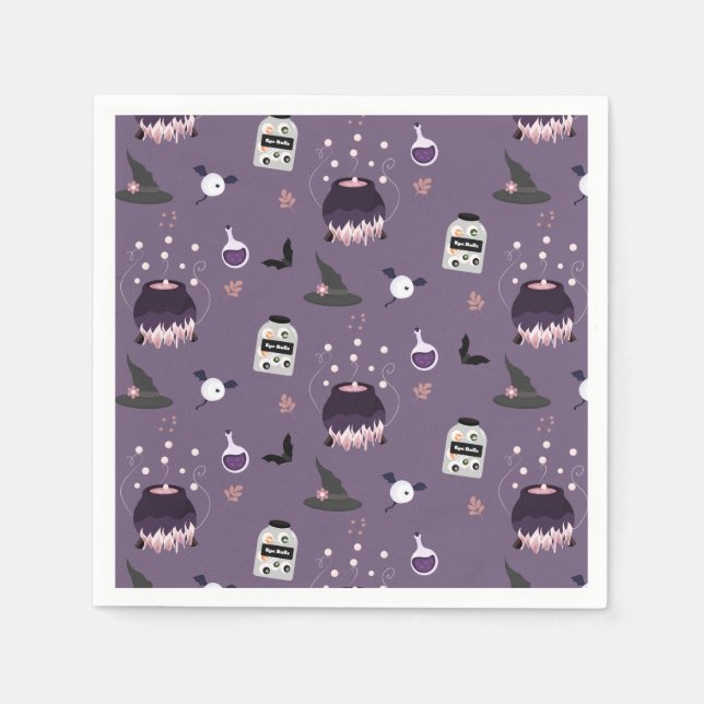 Spooky witch Halloween-Födelsedagsfest Pappersservett (Framsidan)