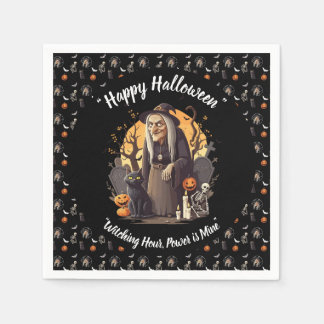 🍽️ Spooky Witch Halloween Napkins 🎃 Black 👻 Pappersservett