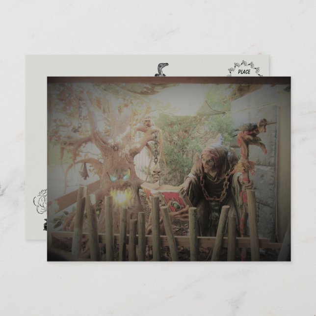 Spooky Witch Halloween-vykort Vykort (Fram/baksida)