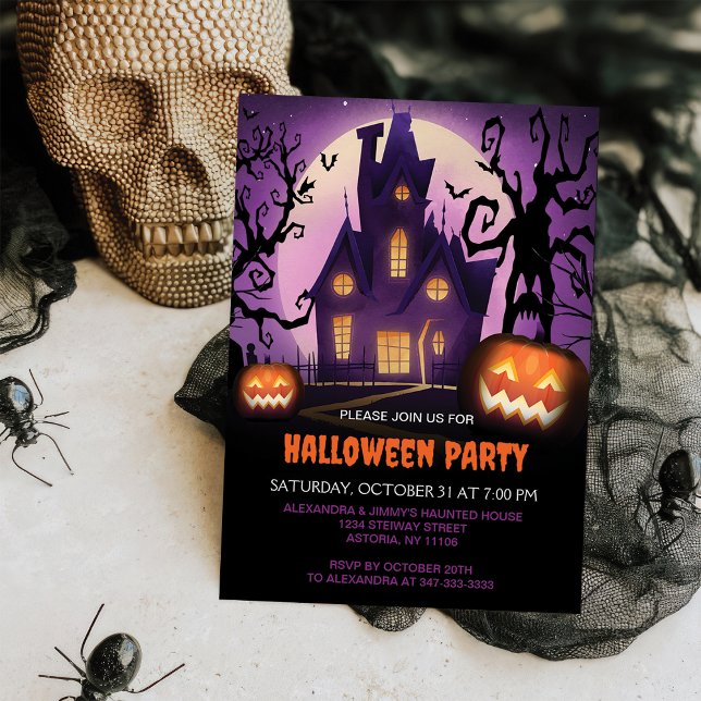 Spooky Witch hemsökt hus Halloween fest Inbjudningar (Skapare uppladdad)