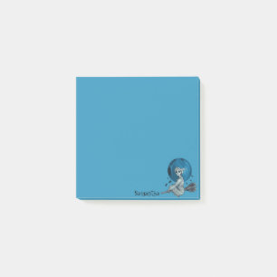 Spooky Witch på Broomstick Blue Post-it Block