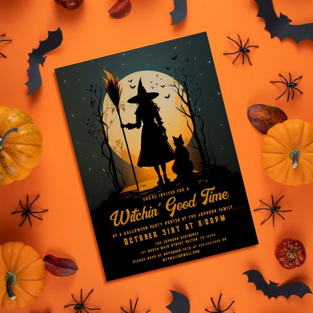 Spooky Witch Witchins Bra Time Halloween fest Inbjudningar (Skapare uppladdad)