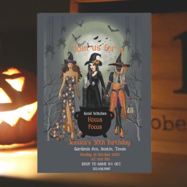 Spooky Witches Halloween fest Inbjudningar (Skapare uppladdad)