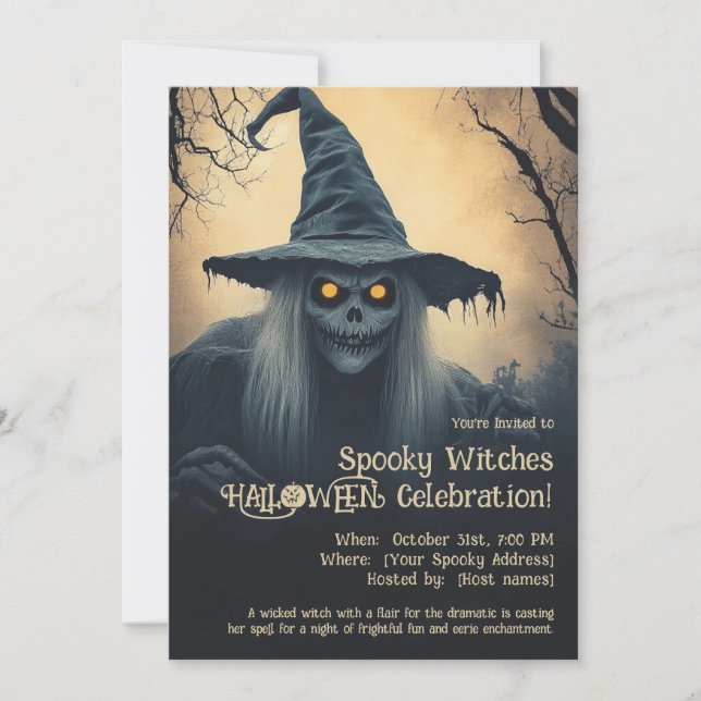 Spooky Witches Halloween Firande-inbjudan Inbjudningar (Framsida)