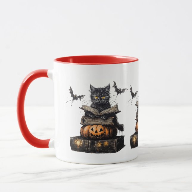 Spooky Witchy Cat Halloween Mugg (Vänster)