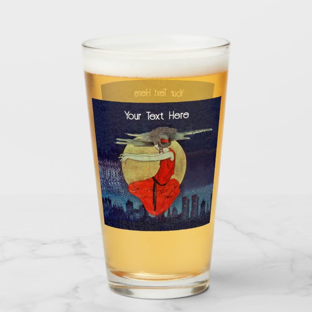 Spooky Woman i Himlar över staden Ljus Blå himmel Glaskopp (Framsida fylld)