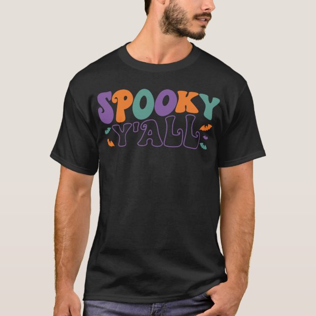 Spooky Y'all - Funny Halloween T Shirt (Framsida)