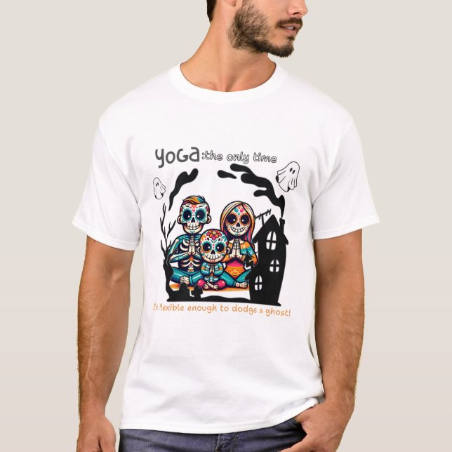 Spooky Yoga Skeleton Family T Shirt (Framsida)