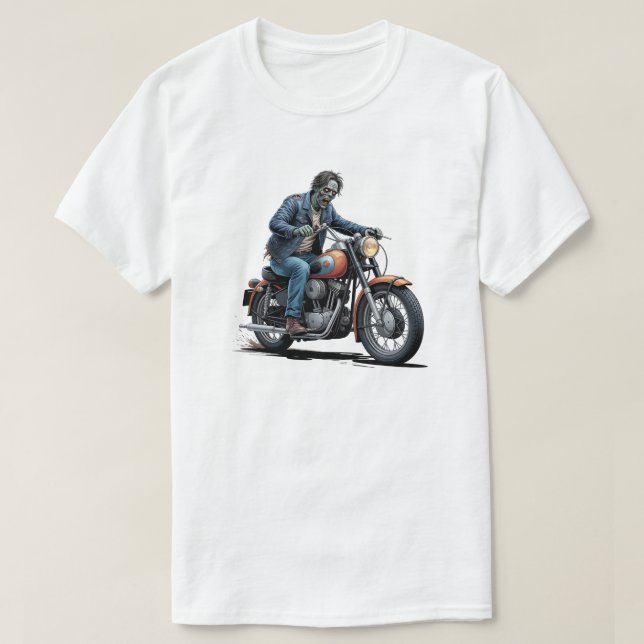Spooky Zombie Biker Classic Motorcycle T Shirt (Design framsida)