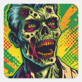 Spooky Zombie Halloween fest Fyrkantigt Klistermärke
