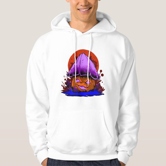 spooky zombie mushroom retro Halloween party Hoodie (Framsida)