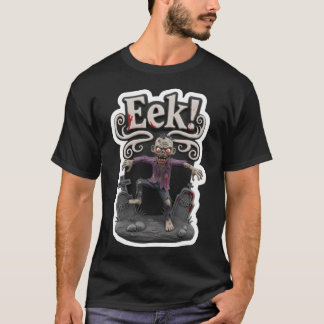 Spooky zombie rising from graveyard with Eek text  T Shirt