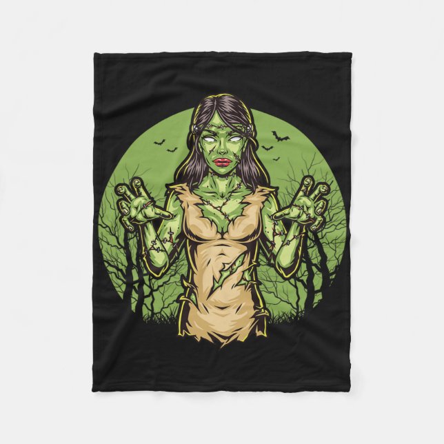 Spooky Zombie Roligt Halloween Scary Zombie Hallow Fleecefilt (Framsidan)