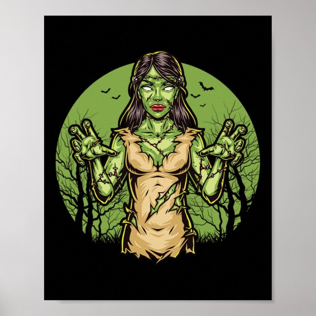 Spooky Zombie Roligt Halloween Scary Zombie Hallow Poster (Framsidan)