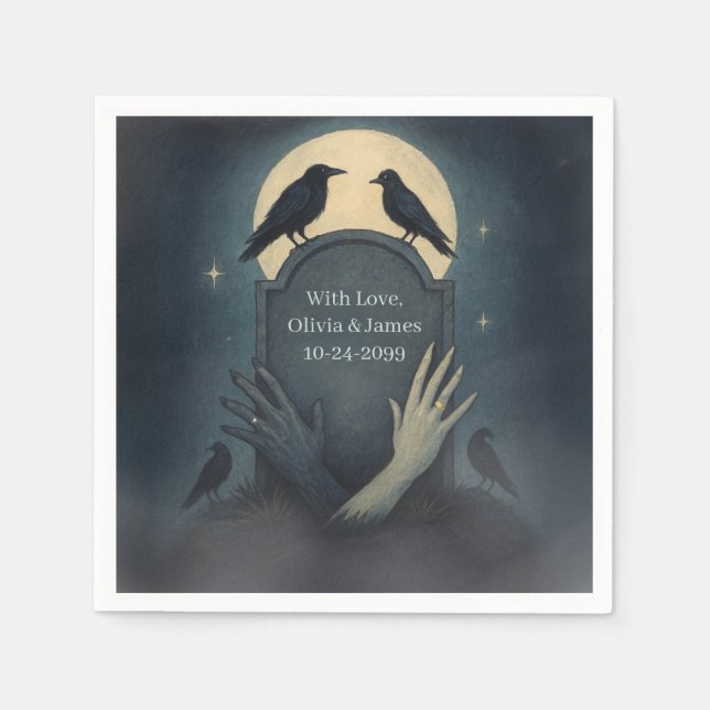 Spooky Zombie Romantik Bröllop Napkins Pappersservett (Framsidan)