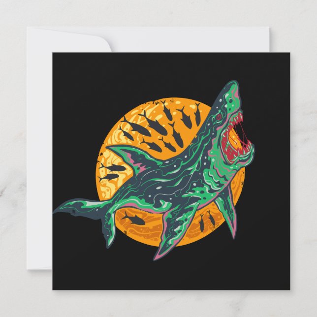 Spooky Zombie Shark Halloween Sea Creature Inbjudningar (Framsida)
