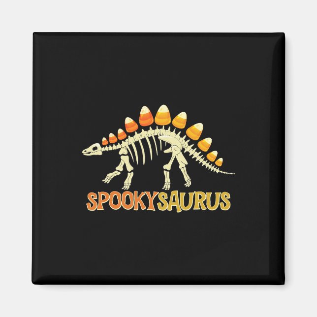 Spookysaurus Candy Corn Dinosaur Skelett Glad Ha Magnet (Framsidan)