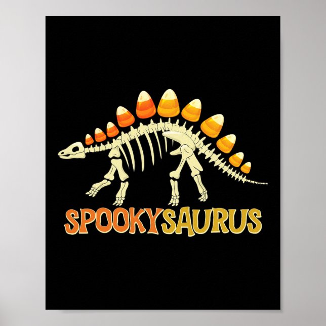 Spookysaurus Candy Corn Dinosaur Skelett Glad Ha Poster (Framsidan)