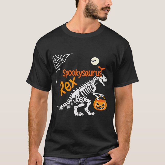 Spookysaurus Rex Halloween T-Rex Skeleton T Shirt (Framsida)