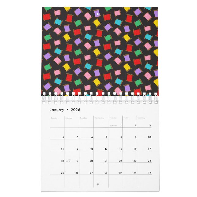 Spools Sewing Threads Black Dressmaker Seamstress Kalender (Jan 2026)