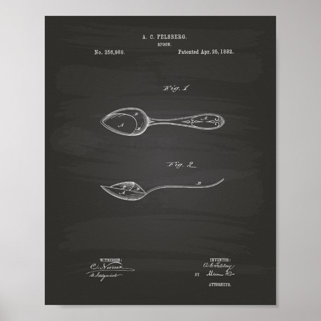 Spoon 1882 Patent Art - Chalkboard Poster (Framsidan)