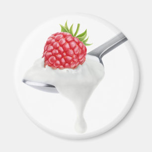 Spoon av hallonyogurt magnet