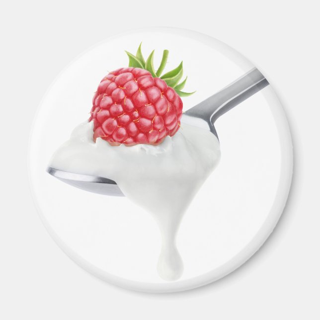 Spoon av hallonyogurt magnet (Framsidan)