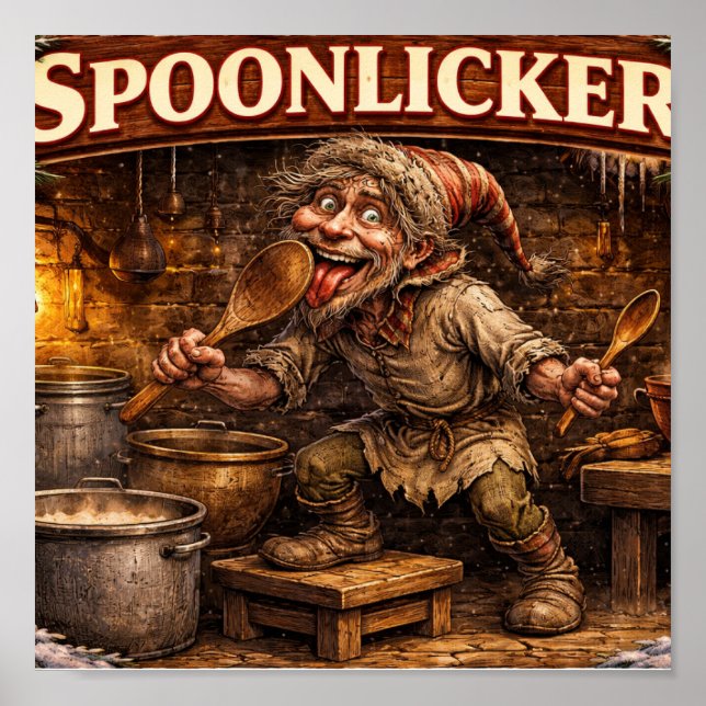 Spoon Licker Icelandic Yule Lad postcard  Poster (Framsidan)