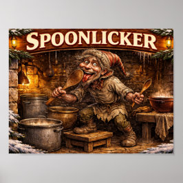 Spoon Licker Isländsk Julpojke vykort Poster