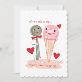 Spoon och Ice Cream Cone Vintage Valentine Julkort