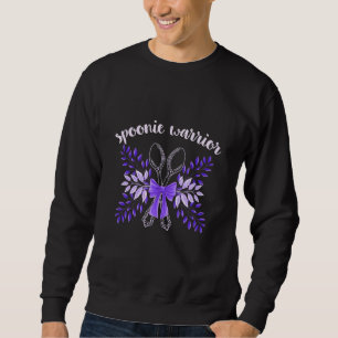Spoonie Warrior Fibro Lupus Fatigue Migraine Purpl Lång Ärmad Tröja