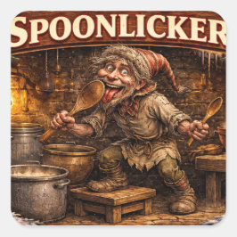 Spoonslickare isländsk julaftonspojke vykort fyrkantigt klistermärke
